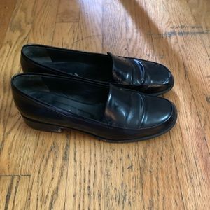 Prada black leather loafers